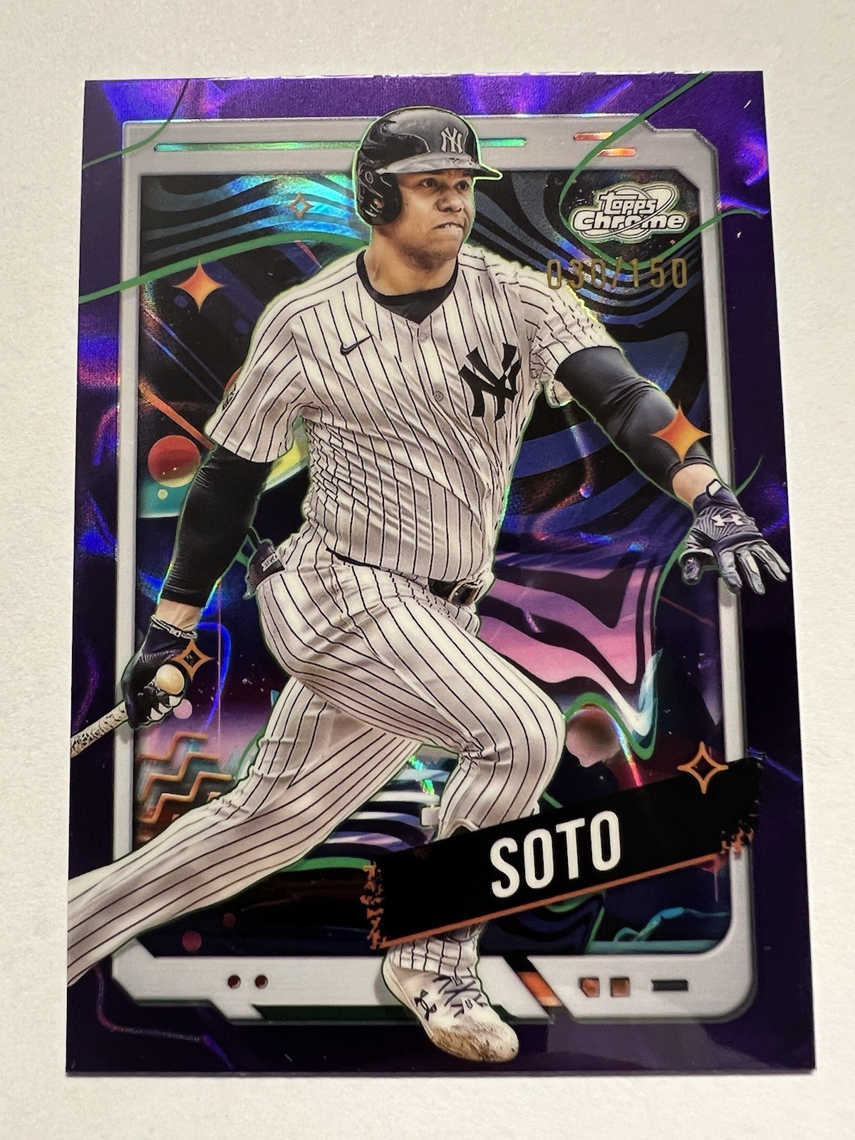 2024 Topps Chrome Cosmic Juan Soto #42 Purple Nebula Refractor /150 NY Yankees