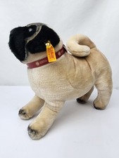 Steiff American Kennel Club Standing Pug Dog Buff  Black Silky Soft W/ Ear Tag