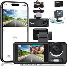 Dash Cam 4 Channel 170° Front Rear Inside DashCam FHD 1080P Car Camera 32GB Wifi