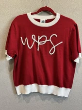 Queen Of Sparkles WPS Arkansas Razorbacks Short Sleeve Sweater Top Women’s M