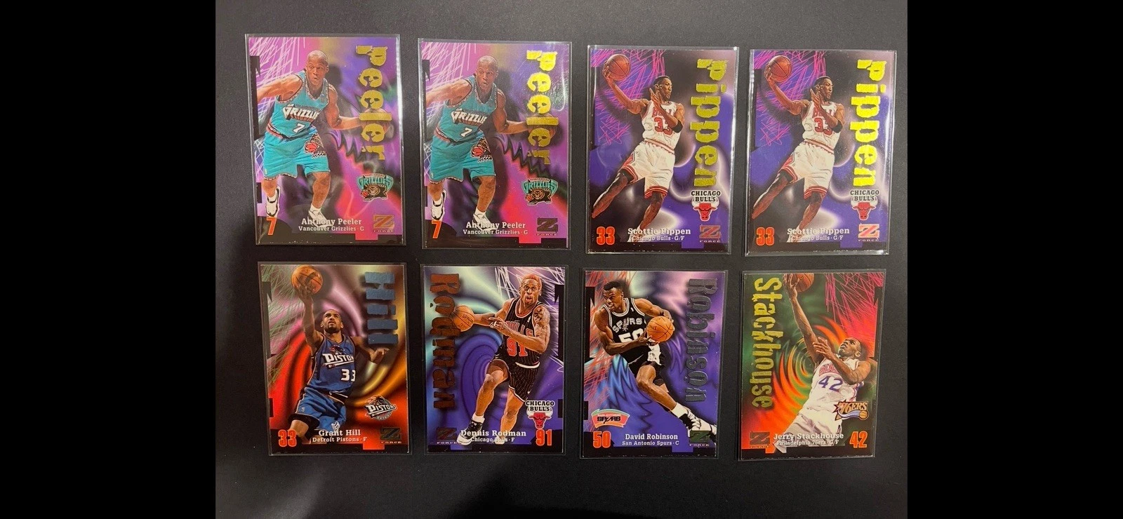 1997-98 Skybox Z-Force Bulls Pippen Rodman Peeler Stackhouse Hill Robinson Cards
