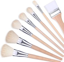 7PCS Mop Brushes For Acrylic Painting - Goat Hair Blending Brushes For Stencil