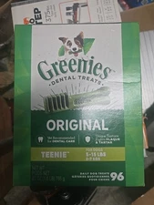 Original Dental Dog Chews  Teenie - 96 Treats - (Dogs 5-15 lbs) By Greenies