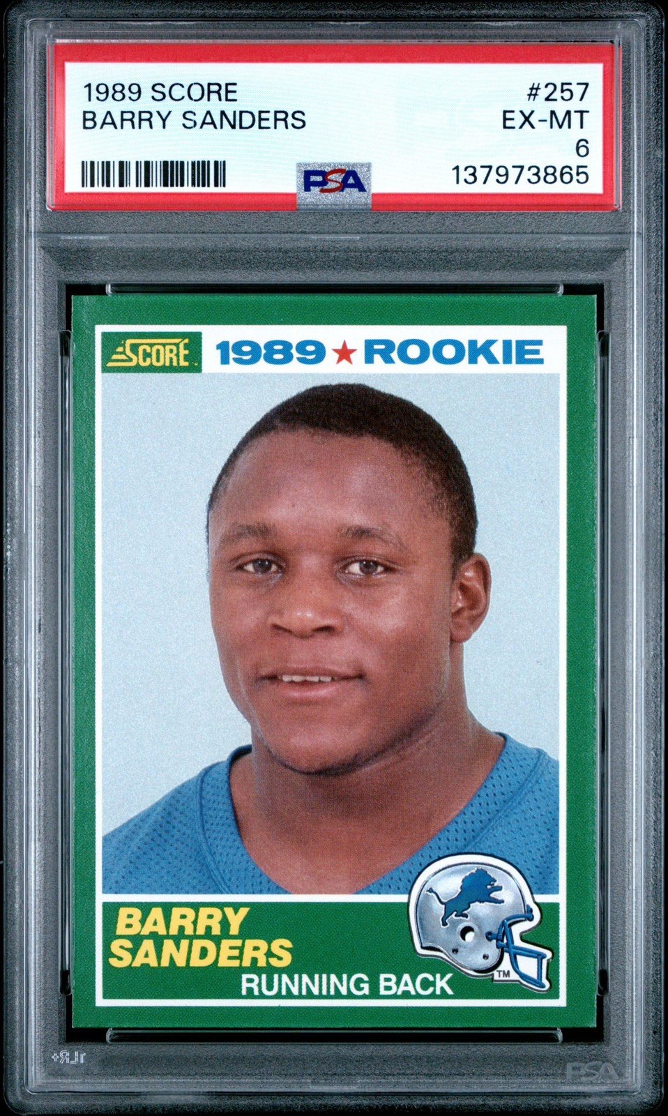 1989 SCORE #257 BARRY SANDERS ROOKIE RC PSA 6