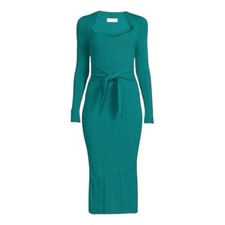 NWT Sofia Jeans Womens Large Kelly Green Belted Knit Midi Dress Sofia Vergara