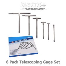 6 Pack Telescoping Gage Set 5/16"- 6" Range Super Precision T-bore Hole Gauges