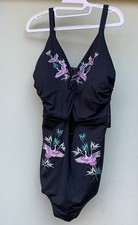 City Chic One Piece SwimSuit Size 18 Medium Phoenix Embroidered No Liner 