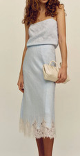 Carolina Women's Skirt from Reformation Size M, light blue with lace trim 