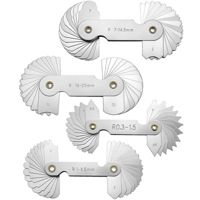 Precision Stainless Steel Radius Gauge Set - 4 Pack for Curved Surfaces
