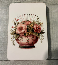 Sewing Needle Case Storage Beautiful Flowers wooden Needle Storage Box