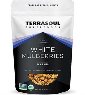 Terrasoul Superfoods Organic Sun-dried White Mulberries, 2 Lbs  Assorted Sizes 