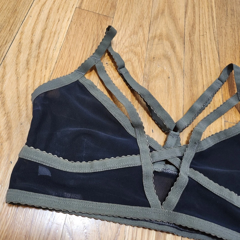 Bralette Intimately Free People negro transparente y verde militar talla XS Foto 4 de 4