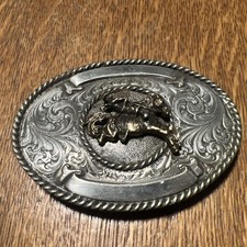 Vtg Bergamot Brass Works Belt Buckle Championship Rodeo 1981 BullRider Cowboy