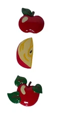 Lot of 3 Novelty Button Covers Red Apples Fruit