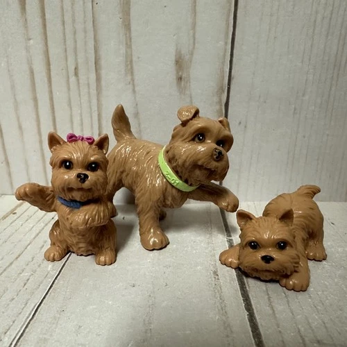 Vintage Barbie Posh Pets Dog Family Mom & Puppies Terrier Brown