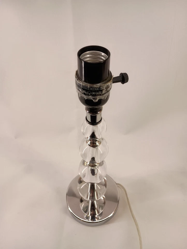 Lámparas de mesa bolas acrílicas lucite transparentes apiladas con base metálica redonda tono plata 14 pulgadas Foto 2 de 4