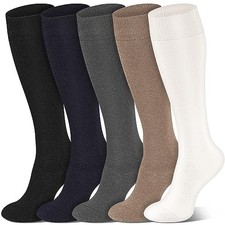 Warm Knee High Socks For Men - Thermal One Size 01 Black/Navy/Grey/Brown/White