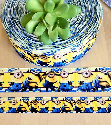 7/8 & 1.5 '' (1 YD) Minions Grosgrain Ribbon Stuart & Keven Polka Dots 