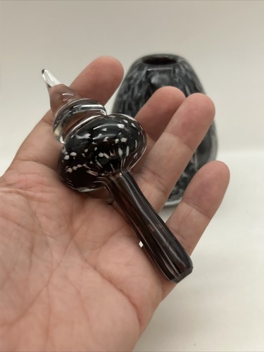 Vtg Smoke Amethyst Tear Drop Blown Glass 3 Window Perfume Bottle - Picture 3 of 10