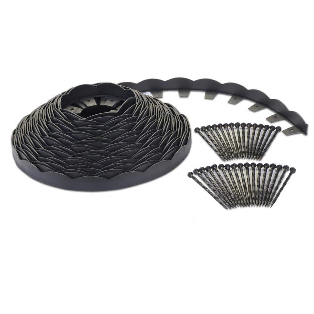 ProFlex 2 in. x 100 ft. Black Polyethylene Scalloped Woodgrain No-Dig Edging Kit ProFlex 2 in. x 100 ft. Black Polyethylene Scalloped Woodgrain No-Dig Edging Kit