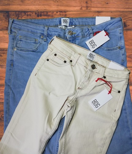 Ladies Denim Jeans Urban Outfitters Flared Trousers Low Rise BDG Blue Ivory - Picture 7 of 17