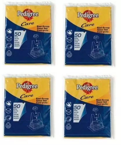pedigree easi scoop 200 refill bags (4 x 50) - dog poo bags with black ties image 1