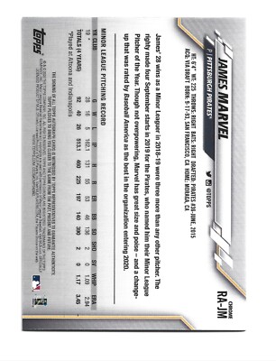 Topps chrome  ジェームス・マーベル直筆サイン入りカード James Marvel AUTOGRAPH Pittsburgh Pirates 2020 Topps Chrome AUTO