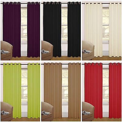 Thermal Blackout Eyelet Curtain Pair Black Cream Green Latte Aubergine Wine - Cream Green Curtains