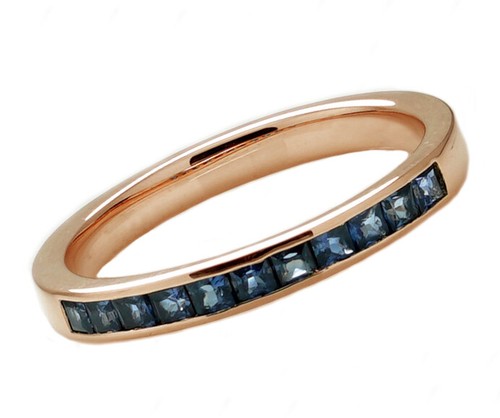 R129 Genuine 9K Gold Natural Princess-cut Sapphire Half-eternity Channel Ring - Picture 4 of 5