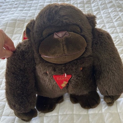 Vintage 1988 DAKIN TSURUYA GORILLA Plush Stuffed Animal Dark Brown Ape Monkey - Picture 3 of 13