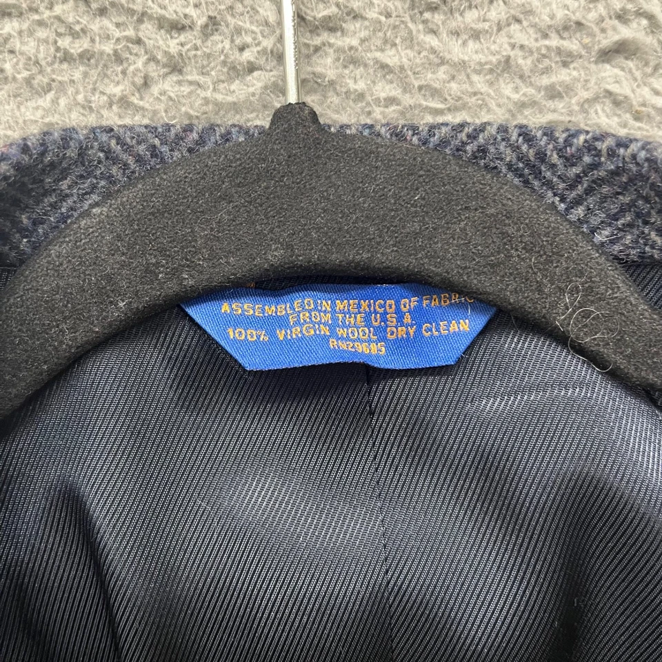 Blazer Pendleton Para Hombres 44 Largo Azul Espiga Lana Virgen Abrigo Deportivo Occidental Foto 4 de 4