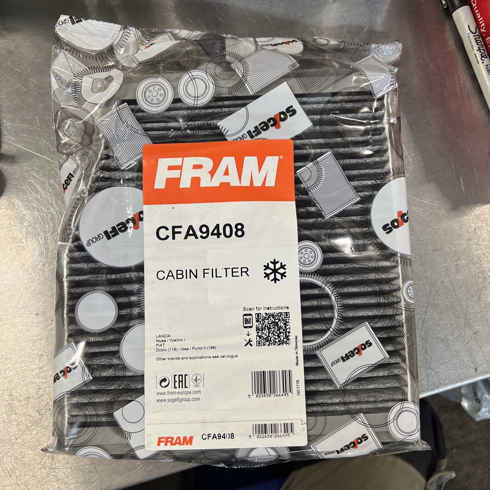 Fram CFA9408 Cabin Filter Fits Fiat Punto 1999-2012 Doblo 2001-Lancia