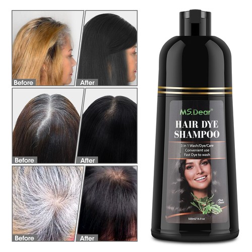 Black/Brown Hair Dye Shampoo Natural Permanent Instant Dye Hair Color Shampoo - Picture 63 of 64