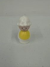 Fisher Price Little People Vintage BABY White Bonnet Hat & Yellow Bib #761