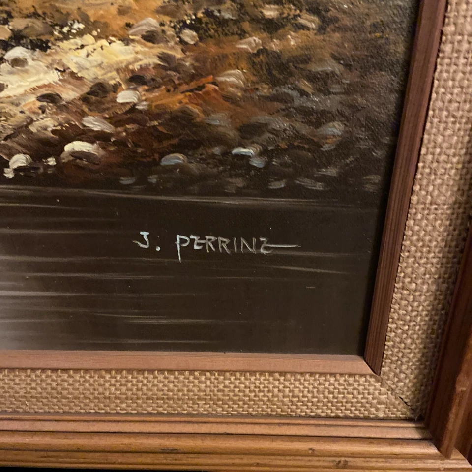 "Mallard ducks flying over Lake" oil painting on canvas By J. Perrine - Image 3 of 4