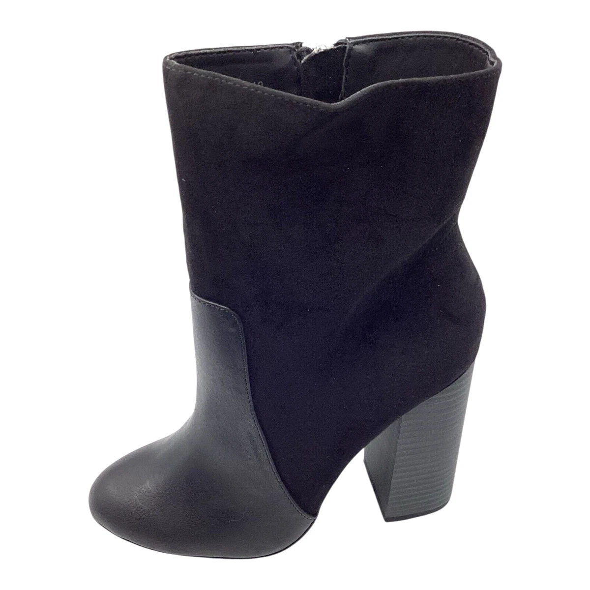 Anne Michelle Mujer Botines UK 4 Negro Imitación Gamuza Tacón Bloque Invierno