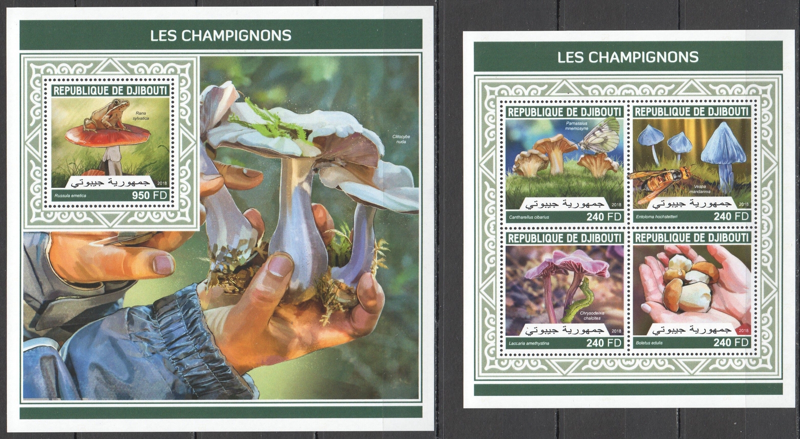 HM0323 2018 DJIBOUTI MUSHROOMS BUTTERFLIES FROGS FLORA NATURE #2159-2+BL1135 MNH