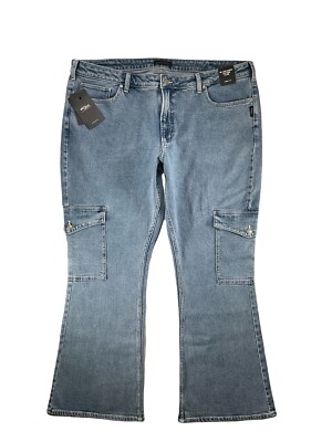 Silver Jeans Be Low Cargo Low Rise Flare Stretch Jeans Y2K Plus Size 18 X 31