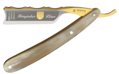 Dovo 6/8 Straight Razor Carbon Steel Blade Horn Handle 24k Gold-Plated Accents