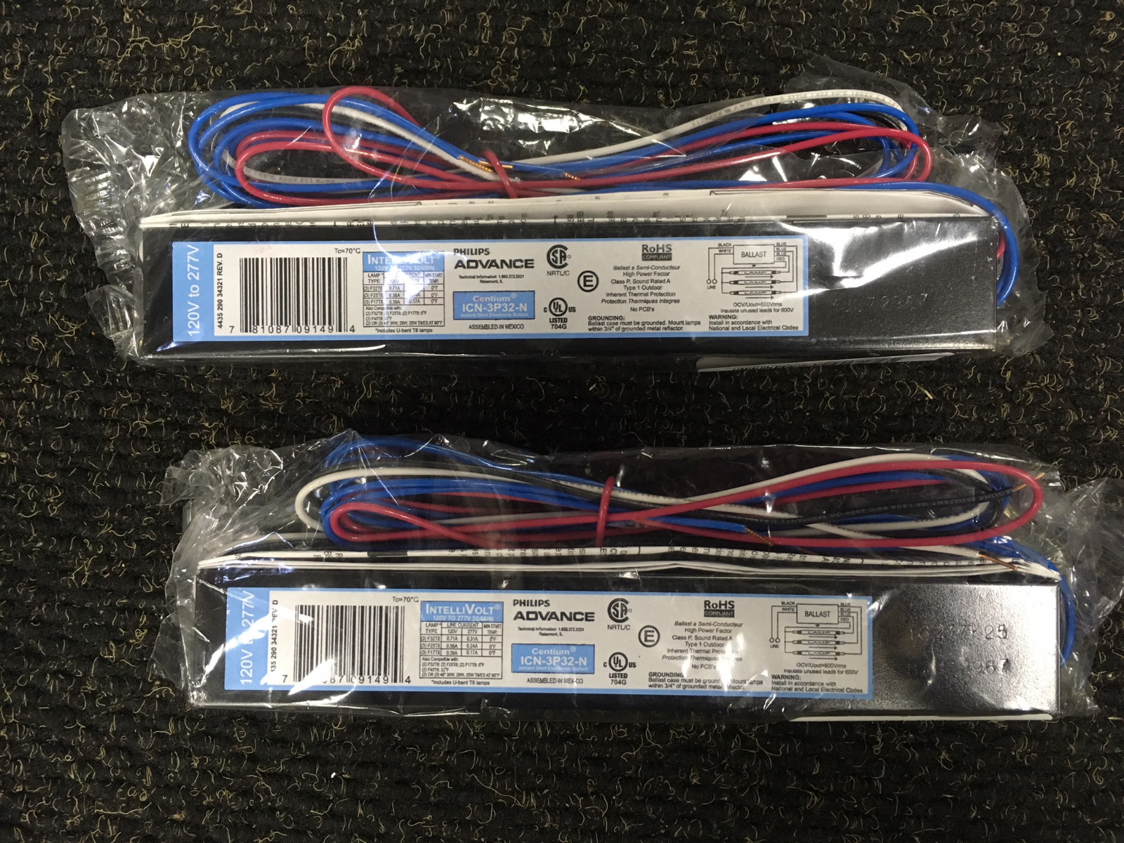 QTY 2 PHILIPS ADVANCE CENTIUM ICN3P32N 120V TO 277V ELECTRONIC BALLASTS eBay