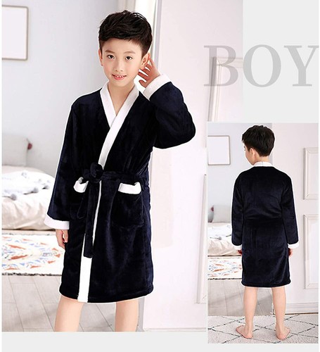 Children Flannel Bathrobe Soft Dressing Gown Coral Fleece Robes for Boys Girls - Picture 26 of 27