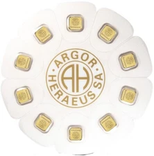 10 Gram Gold Argor Heraeus Goldseed Bars 10 x 1 g .9999 Fine Gold - In Assay
