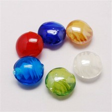 10 pcs Flat Round Handmade Lampwork Beads Crafts Mixed Color 16x8mm Hole 1.5mm
