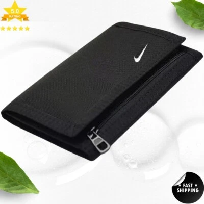 OUTLET_NIKE For Nike ✅ Unisex Wallet Swoosh Dri-FIT Bifold Card Holder Coin Zip Purse Blue