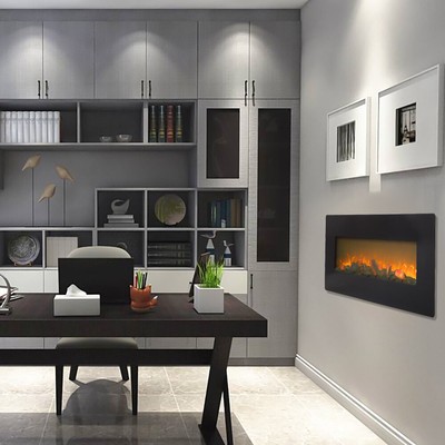 1400w Zokop 42 Inch Wall Hanging Fireplace Black Color Fake Wood