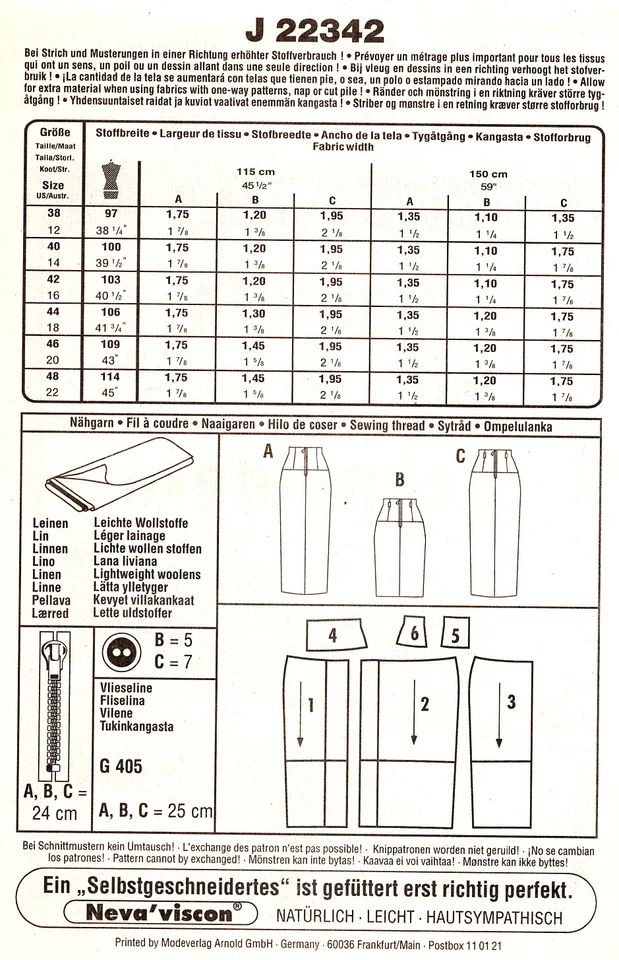 Neue Mode 22342 Set of Slim Pencil Skirts w Button & Slit Detail, Yoke Sz 12-22 - Image 2 of 4