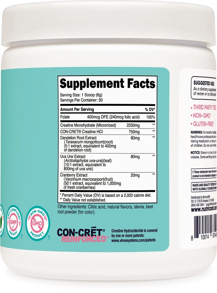 Nutricost Creatine Monohydrate Powder for Women Strawberry Lemonade, 50 Servings - Image 4 of 4