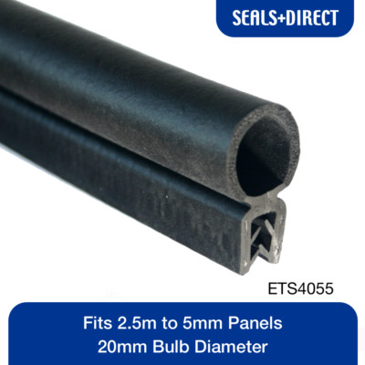 Clip On Kantenverkleidung ETS4055 Dichtung - passend für 2,5-5mm Platten - Auto Van Boot Caravan Tür