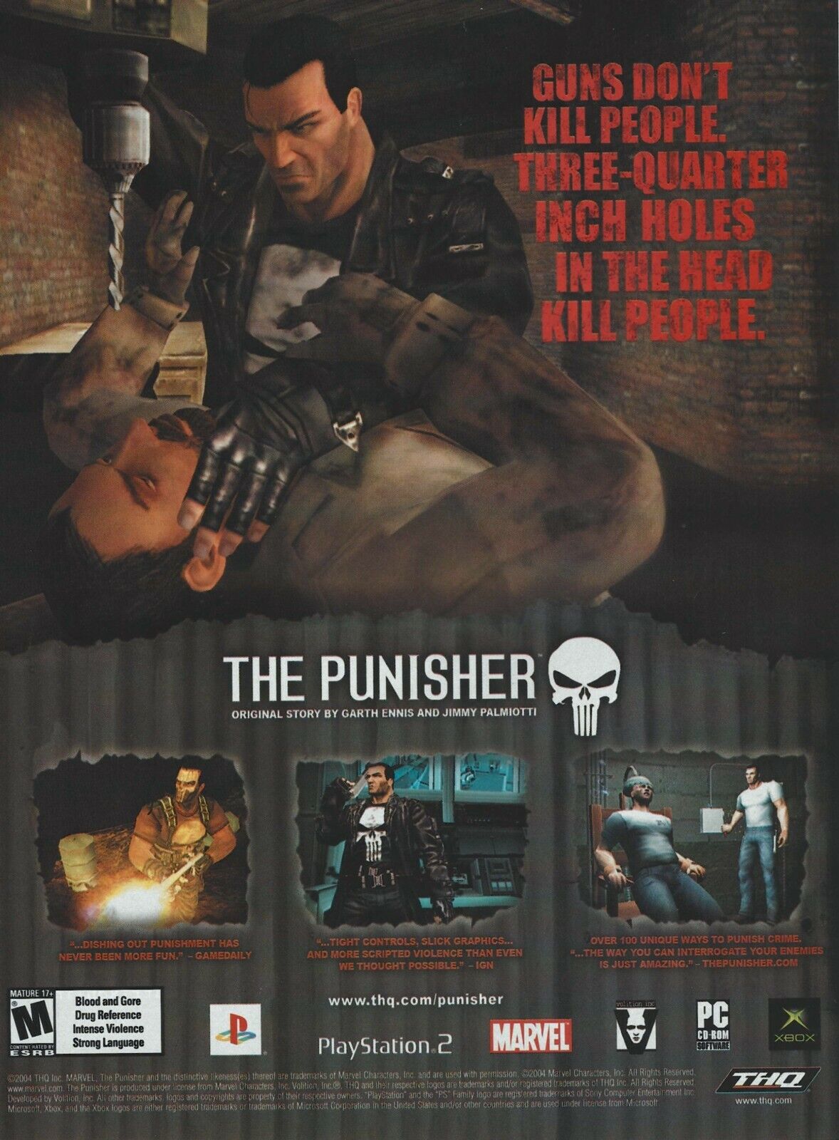 The Punisher PS2 Xbox PC 2004 Print Ad/Poster Official EB Games Promo Art  Marvel