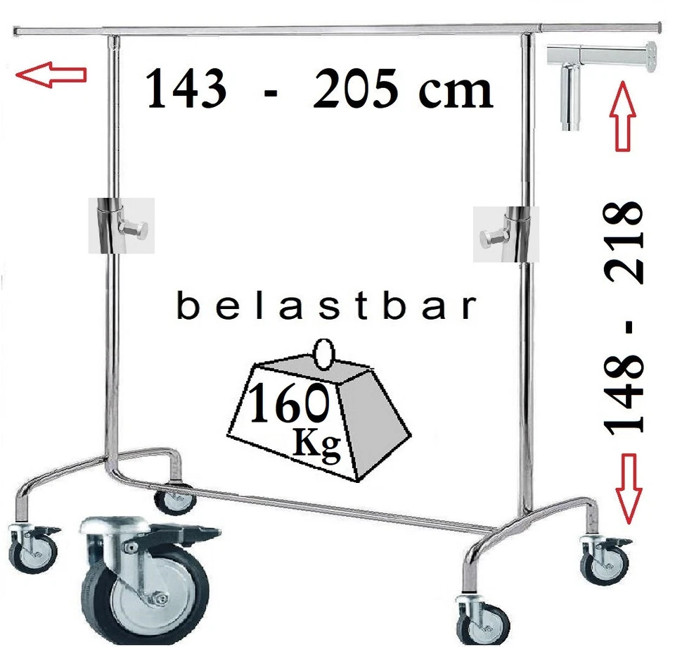 KLEIDERSTÄNDER COMPANY HERCULES XXL Kleiderständer Rollgarderobe Garderobenwagen Kleiderwagen 2017.4.8
